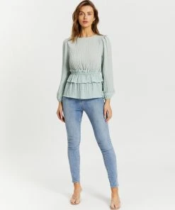 Atmos&Here Elena Frill Waist Blouse Sage Green -Deals The Style Setters Store http3A2F2Fstatic.theiconic.com .au2Fp2Fatmos here 3776 6504131 5