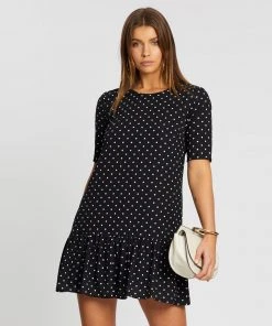 Atmos&Here Saskia Polka Dot Dress Black With White Spot