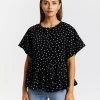 Atmos&Here Freda Tiered Smock Top Black Base Polkadot