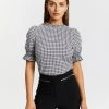 Atmos&Here Jacinta Shirred Sleeve Top Black Gingham