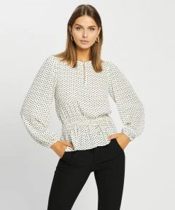 Atmos&Here Petra Blouse White Mono Spot