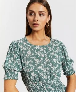 Atmos&Here Maria Shirred Waist Top Green Floral -Deals The Style Setters Store http3A2F2Fstatic.theiconic.com .au2Fp2Fatmos here 3927 5727331 4