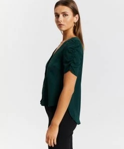 Atmos&Here Trinny Gathered Sleeve Shirt Forest Green -Deals The Style Setters Store http3A2F2Fstatic.theiconic.com .au2Fp2Fatmos here 3979 4627331 2