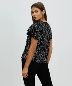 Atmos&Here Darcy Flutter Sleeve Blouse Black Base Spot -Deals The Style Setters Store http3A2F2Fstatic.theiconic.com .au2Fp2Fatmos here 4027 0236721 3