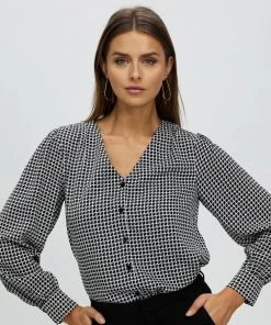 Atmos&Here Layla Button Front Blouse Black Houndstooth -Deals The Style Setters Store http3A2F2Fstatic.theiconic.com .au2Fp2Fatmos here 4032 3841821 4