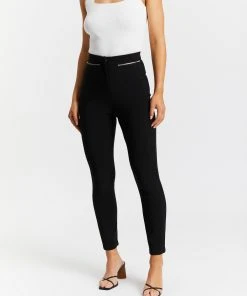 Atmos&Here Rhodes Zip Detail Slim Pants Black