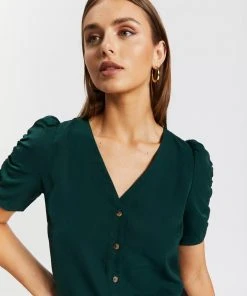 Atmos&Here Trinny Gathered Sleeve Shirt Forest Green -Deals The Style Setters Store http3A2F2Fstatic.theiconic.com .au2Fp2Fatmos here 4043 4627331 4