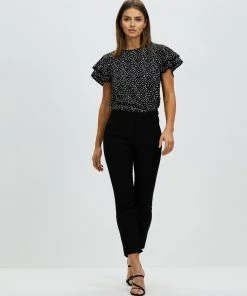 Atmos&Here Darcy Flutter Sleeve Blouse Black Base Spot -Deals The Style Setters Store http3A2F2Fstatic.theiconic.com .au2Fp2Fatmos here 4047 0236721 5