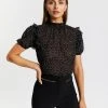 Atmos&Here Jenna High Neck Blouse Black Speckle