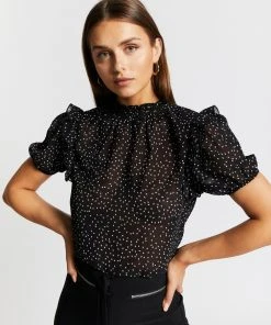 Atmos&Here Jenna High Neck Blouse Black Speckle -Deals The Style Setters Store http3A2F2Fstatic.theiconic.com .au2Fp2Fatmos here 4130 8627331 4