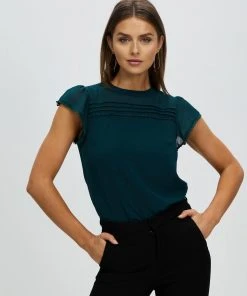 Atmos&Here Alora Flutter Sleeve Blouse Deep Teal