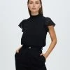 Atmos&Here Eleanor High Neck Flutter Sleeve Blouse Black