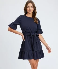 Atmos&Here Payton Belted Dress Navy