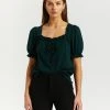 Atmos&Here Sharon Puff Sleeve Blouse Forest Green