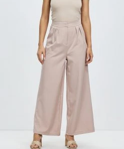 Atmos&Here Sia Pleat Front Wide Leg Pants Neutral