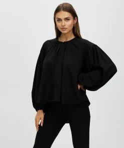 Atmos&Here Astrid Tie Neck Blouse Black