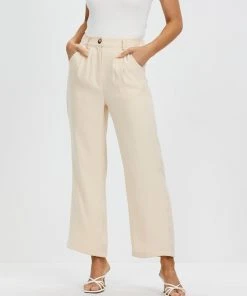 Atmos&Here Ava Pleat Front Pants Cream