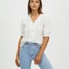 Atmos&Here Lacey Textured Cotton Blouse White