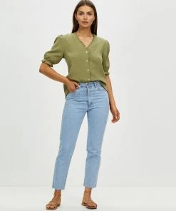 Atmos&Here Lacey Textured Cotton Blouse Khaki -Deals The Style Setters Store http3A2F2Fstatic.theiconic.com .au2Fp2Fatmos here 6203 9229531 5