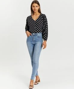 Atmos&Here Tessa V-Neck Blouse Black Base & Polka Dot -Deals The Style Setters Store http3A2F2Fstatic.theiconic.com .au2Fp2Fatmos here 6519 1504131 5