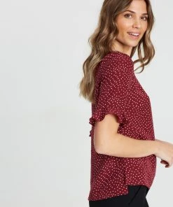 Atmos&Here Shelby Top Burgundy Spot -Deals The Style Setters Store http3A2F2Fstatic.theiconic.com .au2Fp2Fatmos here 6592 019058 4
