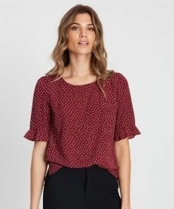Atmos&Here Shelby Top Burgundy Spot