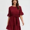 Atmos&Here Payton Belted Dress Burgundy