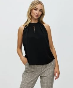 Atmos&Here Jaclyn High Neck Blouse Black