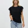 Atmos&Here Nadine Frill Sleeve Dobby Blouse Black
