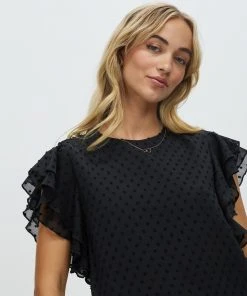 Atmos&Here Nadine Frill Sleeve Dobby Blouse Black -Deals The Style Setters Store http3A2F2Fstatic.theiconic.com .au2Fp2Fatmos here 8023 6008141 4