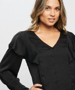 Atmos&Here Vi Ruffle Neck Blouse Black -Deals The Style Setters Store http3A2F2Fstatic.theiconic.com .au2Fp2Fatmos here 8218 4613521 4