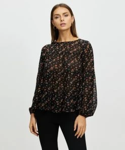Atmos&Here Sofia Tiered Blouse Black Floral