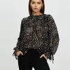 Atmos&Here Gracia Blouson Sleeve Blouse Black Animal