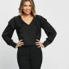 Atmos&Here Vi Ruffle Neck Blouse Black