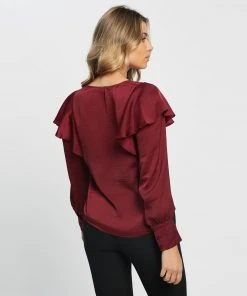 Atmos&Here Vi Ruffle Neck Blouse Burgundy -Deals The Style Setters Store http3A2F2Fstatic.theiconic.com .au2Fp2Fatmos here 8484 1613521 3