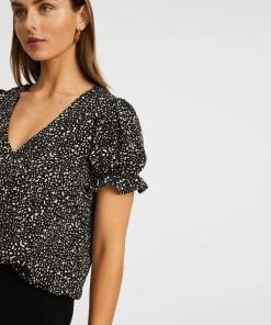 Atmos&Here Veronica Puff Sleeve Blouse Black Animal -Deals The Style Setters Store http3A2F2Fstatic.theiconic.com .au2Fp2Fatmos here 8503 1629531 4