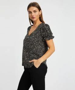 Atmos&Here Veronica Puff Sleeve Blouse Black Animal -Deals The Style Setters Store http3A2F2Fstatic.theiconic.com .au2Fp2Fatmos here 8561 1629531 2