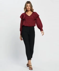 Atmos&Here Vi Ruffle Neck Blouse Burgundy -Deals The Style Setters Store http3A2F2Fstatic.theiconic.com .au2Fp2Fatmos here 8580 1613521 5