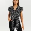 Atmos&Here Harper Tie Neck Blouse Black Speckle