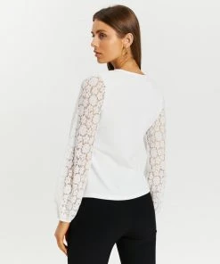 Atmos&Here Belle Lace Contrast Sleeve Top White -Deals The Style Setters Store http3A2F2Fstatic.theiconic.com .au2Fp2Fatmos here 8778 0479921 3