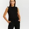 Atmos&Here Jelena High Neck Frill Sleeve Top Black