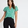 Atmos&Here Imogen Flutter Sleeve Blouse Green Floral
