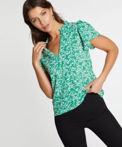 Atmos&Here Imogen Flutter Sleeve Blouse Green Floral -Deals The Style Setters Store http3A2F2Fstatic.theiconic.com .au2Fp2Fatmos here 9060 4129531 4
