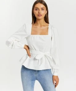 Atmos&Here Kaycee Cotton Puff Sleeve Blouse White