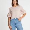 Atmos&Here Bobbi Frill Layered Sleeve Top Soft Pink