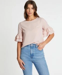 Atmos&Here Bobbi Frill Layered Sleeve Top Soft Pink
