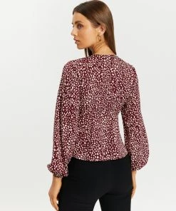 Atmos&Here Natalie Knot Front Blouse Burgundy Speckle -Deals The Style Setters Store http3A2F2Fstatic.theiconic.com .au2Fp2Fatmos here 9375 9304131 3