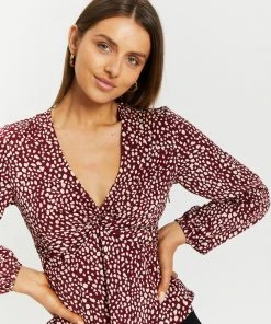 Atmos&Here Natalie Knot Front Blouse Burgundy Speckle -Deals The Style Setters Store http3A2F2Fstatic.theiconic.com .au2Fp2Fatmos here 9387 9304131 4