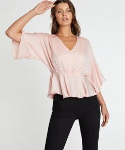 Atmos&Here Emma Drape Front Blouse Dusty Pink