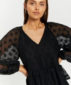 Atmos&Here Ash V Neck Dobby Blouse Black -Deals The Style Setters Store http3A2F2Fstatic.theiconic.com .au2Fp2Fatmos here 9429 9604131 4